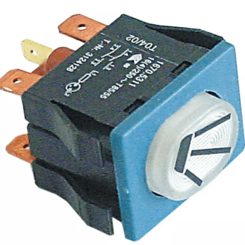 Horeca Parts - Przycisk, wymiar montażowy 30x22mm 250V 16A 2no podł. męskie 4,8mm 6,3mm, symbol płukania owalny biały