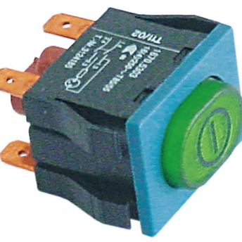 Horeca Parts - Przycisk wymiar montażowy 30x22mm 250V 16A 2NO podł. męskie 6,3mm symbol ON-OFF owalny zielony