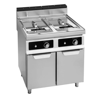 Horeca Parts - Podwójna frytownica elektryczna - 18+18 litrów - 27 kW - Sterowanie elektroniczne - GGM Gastro (EFB879ES-18+18)