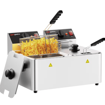 Horeca Parts - Podwójna frytownica elektryczna - 4+4 litry - 5 kW - GGM Gastro (EFH4+4)