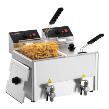 Horeca Parts - Podwójna frytownica elektryczna - 8+8 litrów - 6,5 kW - z kranem spustowym - GGM Gastro (EFH8+8)