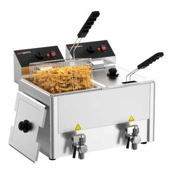 Horeca Parts - Podwójna frytownica elektryczna - 8+8 litrów - 6,5 kW - z kranem spustowym - GGM Gastro (EFH8+8)
