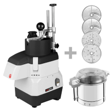 Horeca Parts - Elektryczna kompaktowa krajalnica do warzyw - 735 W - włącznie z 4 tarczami do krojenia/tarcia i przystawką do krojenia - GGM Gastro (GEA4#EBA5)