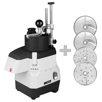 Horeca Parts - Elektryczna kompaktowa krajalnica do warzyw - 735 W - włącznie z 4 tarczami do krojenia/tarcia - GGM Gastro (GEA4)