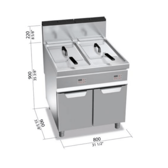 Horeca Parts - Frytkownica gazowa - 18+18 litrów (28 kW) - sterowanie elektryczne - GGM Gastro (GFB899TE-18+18)