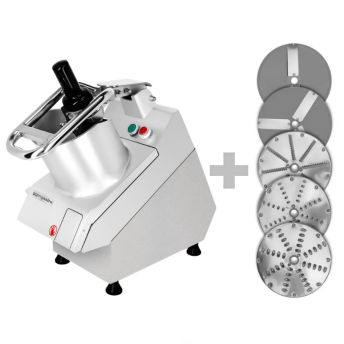Horeca Parts - Elektryczna krajalnica do warzyw - 750 W - otwór wsadowy Ø 170 mm - włącznie z 5 tarczami do krojenia - GGM Gastro (GSA5)
