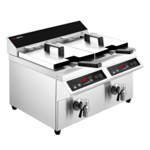 Horeca Parts - Podwójna frytownica indukcyjna - 8+8 litrów - 7 kW - kran spustowy - GGM Gastro (IFBZ8+8)