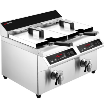 Horeca Parts - Podwójna frytownica indukcyjna - 8+8 litrów - 7 kW - kran spustowy - GGM Gastro (IFBZ8+8)