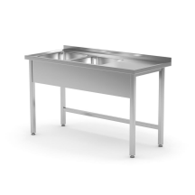 Horeca Parts - Stół z dwoma zlewami bez półki - komory po prawej stronie, HENDI, 2400x600x(H)850mm
