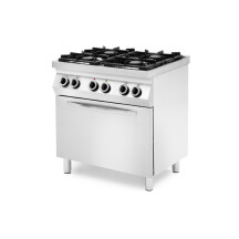Horeca Parts - Kuchnia gazowa/ 4-palnikowa z piekarnikiem gazowym lub konwekcyjnym/ 19kW/ 800x700x900 mm HENDI 227886