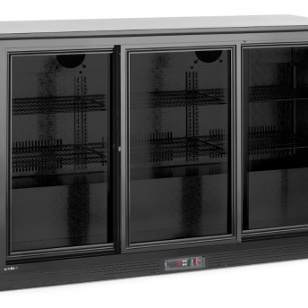 Horeca Parts - Lodówka barowa z potrójnymi drzwiami suwanymi, Arktic, 308L, czarny, 220-240V/160W, 1350x520x(H)865mm