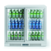 Horeca Parts - Lodówka barowa z podwójnymi drzwiami suwanymi, Arktic, 188L, srebrny, 230V/175W, 900x520x(H)840mm