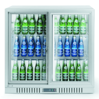 Horeca Parts - Lodówka barowa z podwójnymi drzwiami suwanymi, Arktic, 188L, srebrny, 230V/175W, 900x520x(H)840mm