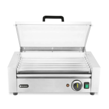Horeca Parts - Podgrzewacz rolkowy do parówek jednostrefowy, z energooszczędną pokrywą, HENDI, 7 rolek, 230V/620W, 566x375x(H)259mm