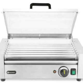 Horeca Parts - Podgrzewacz rolkowy do parówek jednostrefowy, z energooszczędną pokrywą, HENDI, 7 rolek, 230V/620W, 566x375x(H)259mm
