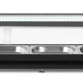 Horeca Parts - Witryna chłodnicza do sushi, Arktic, W zestawie pojemniki: 4x GN 1/3 (H) 40 mm., GN 1/3, czarny, 220-240V/190W, 1177x426x(H)296mm