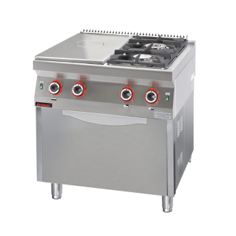 Horeca Parts - Kuchnia gazowa z płytą grzewczą- piekarnik gazowy kromet - 700.KG-2/I-400/PG-2