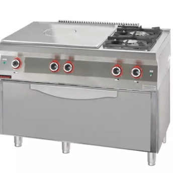 Horeca Parts - Kuchnia gazowa z płytą grzewczą- piekarnik elektryczny kromet - 700.KG-2/I-800/PE-3
