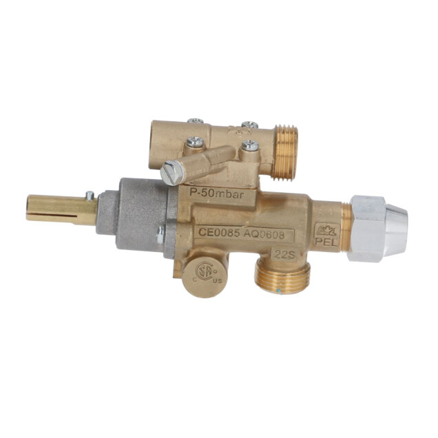 Horeca Parts - Zawór gazowy PEL typ 22S/O wej. M20x1,5 wyj. M20x1,5 podł. termopary M9x1 - Kuchnie gazowe Dexion, MBM, Zanussi, Kromet (28.14.13.0-000005040003, 5111740)