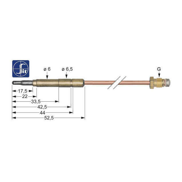 Horeca Parts - Termopara M8x1 długość 1000mm podłączenie do palnika  złącze wtykowe ø6.0(6.5) mm - Kuchnie gazowe  Ascaso, Ascaso Factory, Gasco, Iberital-Macchine, Fagor, Gico (G102036, 0.200.127,12008344, 12008344_10, U262130000, U262130000_10, A00426)