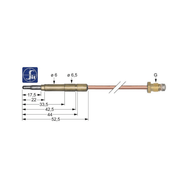 Horeca Parts - Termopara M9x1 dł. 600mm podłączenie do palnika śr. 6mm(6,5mm) - Kuchnie gazowe Kromet, Bertos, Giga, MBM, Tecnoinox, Whirlpool, Zanussi (28.14.13.0-000005030020, 3440035)