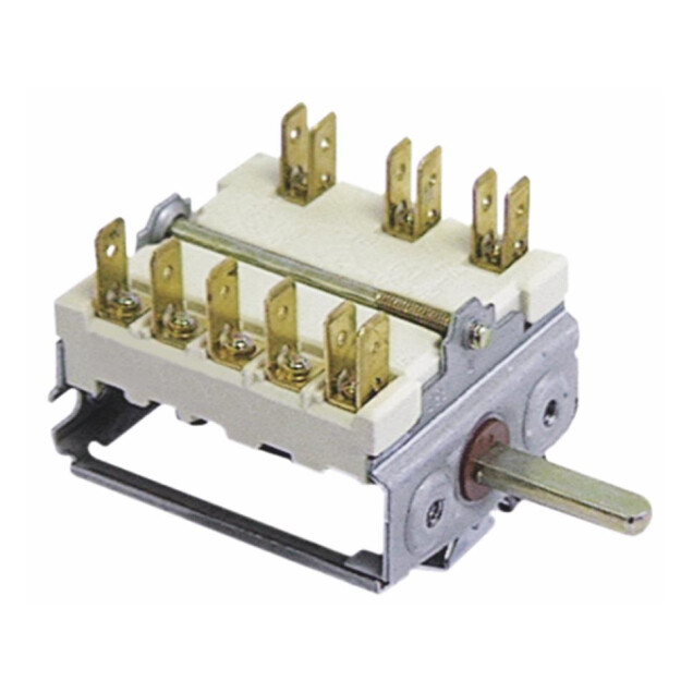 Horeca Parts - Przełącznik krzywkowy 7 pozycyjny sekwencja 0-6 16A 3NO 6x4,6mm dł. mocowania 23mm podł. męskie 6,3mm ceramika