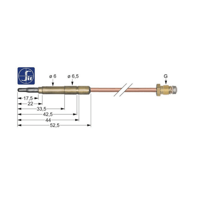 Horeca Parts - Termopara M9x1 dł. 500mm podłączenie do palnika śr. 6mm(6,5mm) - Kuchnie gazowe Ambach, Bertos, Cookmax Dexion, Electrolux, Giga, Lotus, Mareno, MBM, Modular, Olis, Silko, Virtus, Whirlpool, Zanussi (G102040, 3440034)