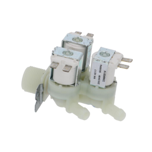 Horeca Parts - Elektrozawór 3-drożny prosty 220/240V 50/60Hz - maksymalna temperatura 90°C wlot 3/4" - trzy wyloty ø 10,5 mm - zmywarki gastronomiczne Silanos, Comenda