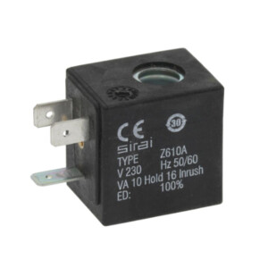 Horeca Parts - Cewka elektrozawory SIRAI Z610A 230 50/60Hz 6W szerokość 25 mm - wysokość 33 mm długość 33mm - zmywarki gastronomiczne Comenda