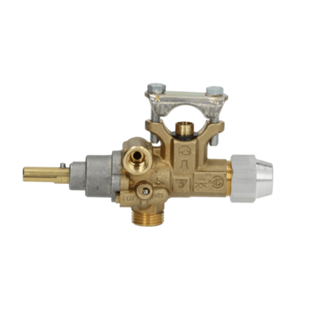 Horeca Parts - Zawór gazowy M16x1,5 mm przyłącze termopary M9x1 Kołek w kształcie litery D ø 8x6,5 mm - MBM, Lainox, Elettrobar