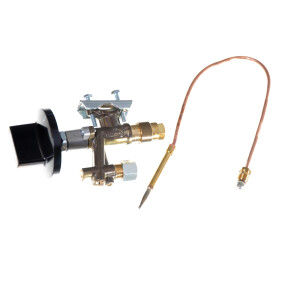 Horeca Parts - Zawór gazowy MADEC wejście średnicy rurki 16mm, M12x1, termopara M8x1 (dysza 1,00 na gaz ziemny GZ50) w zestawie z pokrętłem i termoparą - Opiekacz gazowy do kebaba Stalgast, Potis GD2, GD3, Gd4, GD5 (103205)