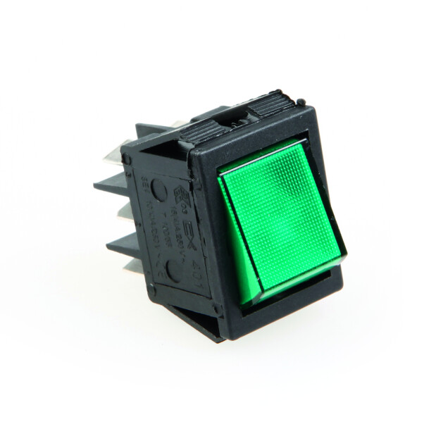 Horeca Parts - Włącznik zielony 16(4)A 250V - max. temperatura 120°C z kontrolką - otwór montażowy 22x30 mm