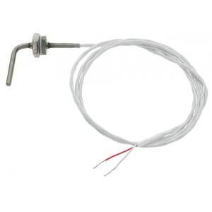 Horeca Parts - Czujnik temperatury Pt100, 2-żyłowy, żarówka Ø 4×40 mm, przewód foliowy długość 1100 mm, odporność na wysoką temperaturę, sonda -50 do +200°C, przewód -50 do +200°C – Garbin