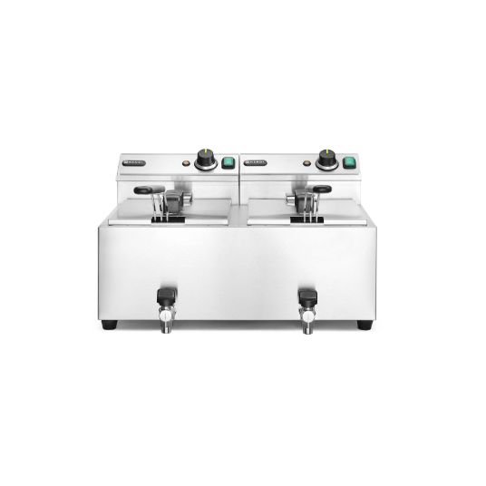 Horeca Parts - Frytownica manualna z kranem spustowym, 2 × 8 l, HENDI, Profi Line, 16L, 230V/7000W, 605x515x(H)350mm