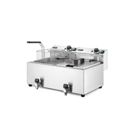 Horeca Parts - Frytownica manualna z kranem spustowym, 2 × 8 l, HENDI, Profi Line, 16L, 230V/7000W, 605x515x(H)350mm