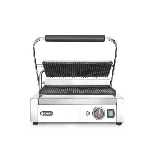 Horeca Parts - Grill kontaktowy Panini, HENDI, góra i dół ryflowane, 230V/2200W, 430x370x(H)210mm