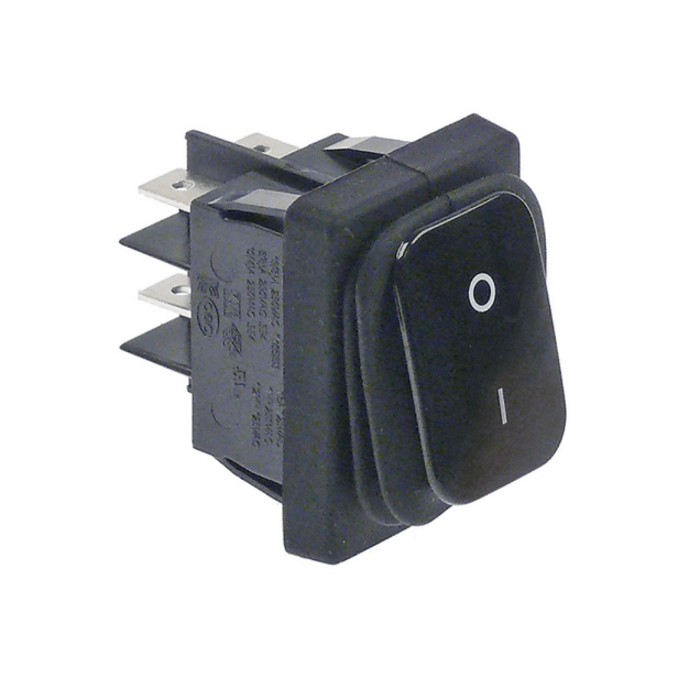Horeca Parts - Przełącznik kołyskowy wymiar montażowy 30x22mm 250V 20A 2NO podł. męskie 6,3mm symbol 0-I prostokątny czarny - Roller Grill, Art Serf , Ascaso, Bonnet, Bourgeat, Cookmax, Epms, Stalgast, Thirode, Venix (3319371, C002565)