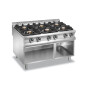 Horeca Parts - Kuchnia gazowa MBM z nowymi palnikami Flex Burners o mocy 7 kW i 11 kW, na podstawie z trzech stron zamkniętej - kod G6A98XXL