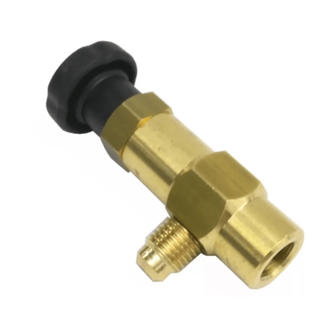 Horeca Parts - Zawór serwisowy YELLOW, 1/4" GAS F – 1/4" SAE M, do nabojów / kartidży
