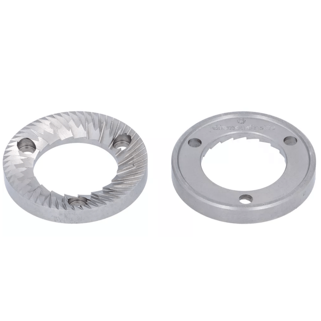 Horeca Parts - Para żaren do młynka Eureka Mignon, śr. 65 mm, płaskie, 3 otwory, wzór diamentowy, części zamienne JMAC64ITA-DICP - Eureka