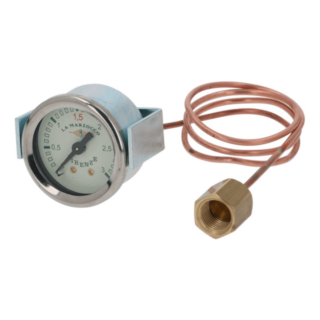 Horeca Parts - Manometr ø 41 mm, zakres ciśnienia 0-3 bar, złącze męskie 1/8", oznaczenie 1,5, przyłącze parowe z tyłu - Ekspres do kawy Marzocco