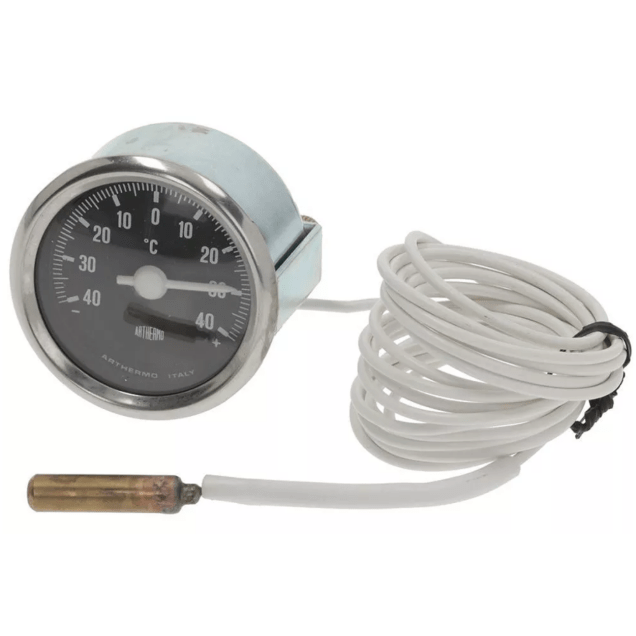 Horeca Parts - Termometr TELETHERMOMETER Black Ø 52 mm, zakres -40°C/+40°C, metalowa obudowa, kapilara osłonięta 2500 mm, bańka plastikowa Ø 7,5x40 mm