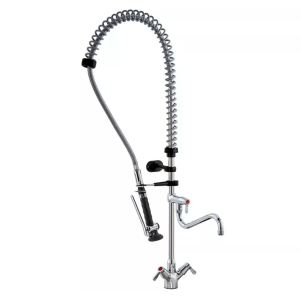 Horeca Parts - Bateria stojąca Klarco Styl 1080 mm, jednouchwytowa, zawory ceramiczne ø 3/4", wylewka ø 20x250 mm, wysokość 249 mm, model prysznica BEST PRO czarny, przyłącza ø 1/2", rozstaw montażowy ø 29 mm, obrót