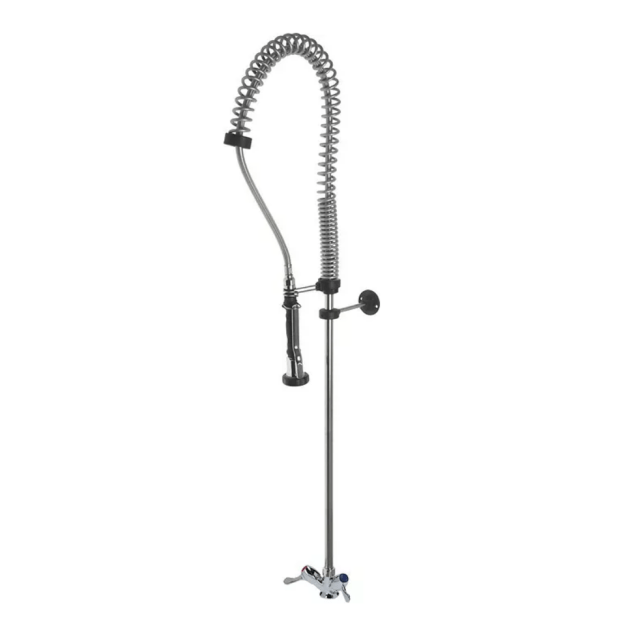 Horeca Parts - Zestaw prysznicowy Top-Class 1250 mm, jednouchwytowy, zawory ceramiczne ø 1/2", przyłącza ø 1/2" Fx400 mm, rozstaw montażowy ø 30 mm, przepływ 17 L/min przy 3 bar, regulacja 1/4 obrotu