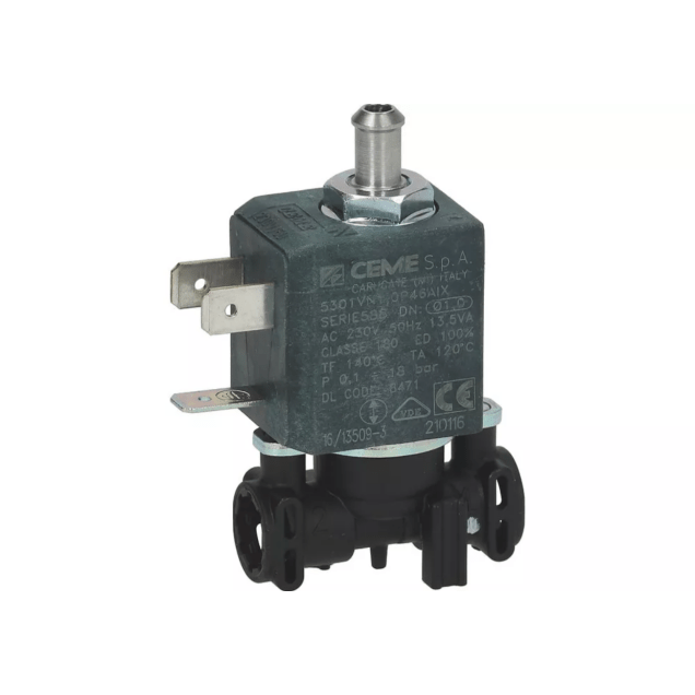 Horeca Parts - Zawór elektromagnetyczny 3-drogowy 230V 50Hz ø 7mm zakres temp. -10 do 140°C - Ekspres do kawy De Longhi (LF5070578)