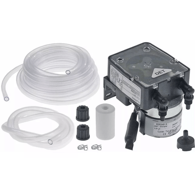 Horeca Parts - Pompa dozująca, NBR 5 z regulacją częstotliwości 5 l/h, 230V AC, do detergentu, wąż kątowy Ø 4×6 mm Santoprene, w zestawie komplet montażowy, waga 0,550 kg - Seko