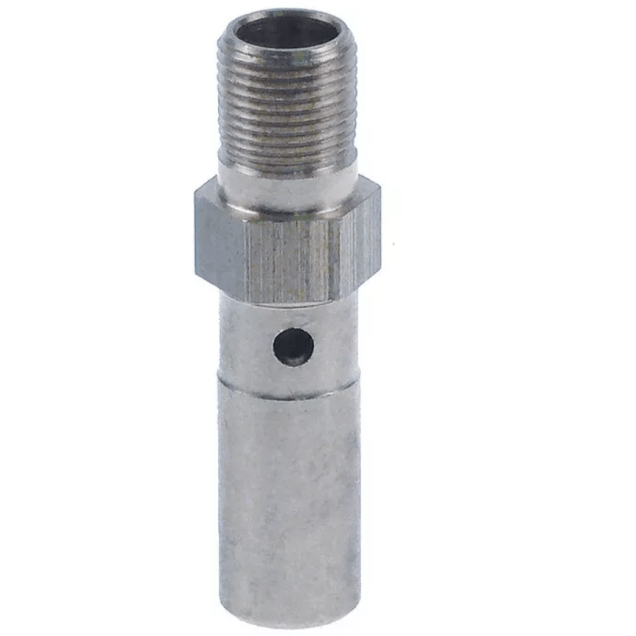 Horeca Parts - Dolna część palnika zapłonowego, stal nierdzewna, ø 12,4 mm, otwór ø 8,5 mm, gwint M12x1, klucz 14, długość całkowita 53 mm