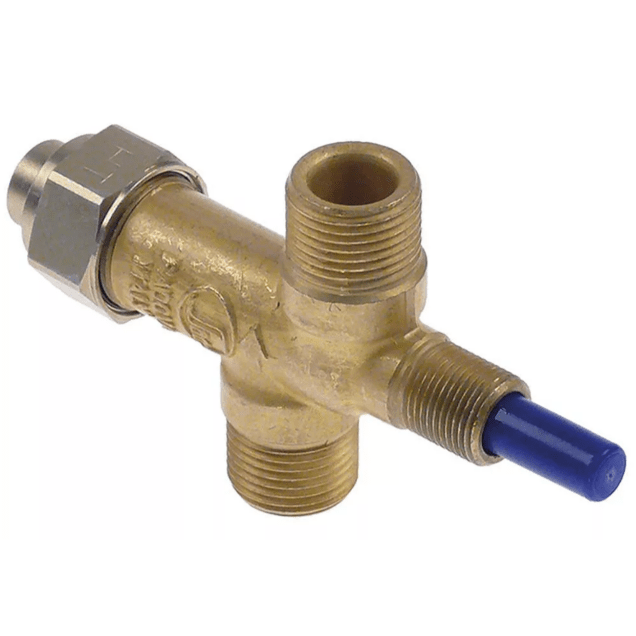 Horeca Parts - Zawór bezpieczeństwa mocowanie przednie M12x1 zakres ciśnienia 50mbar wlot gazu 3/8" (rurka ø 10mm) - Ekspres do kawy Brasilia (3523052)