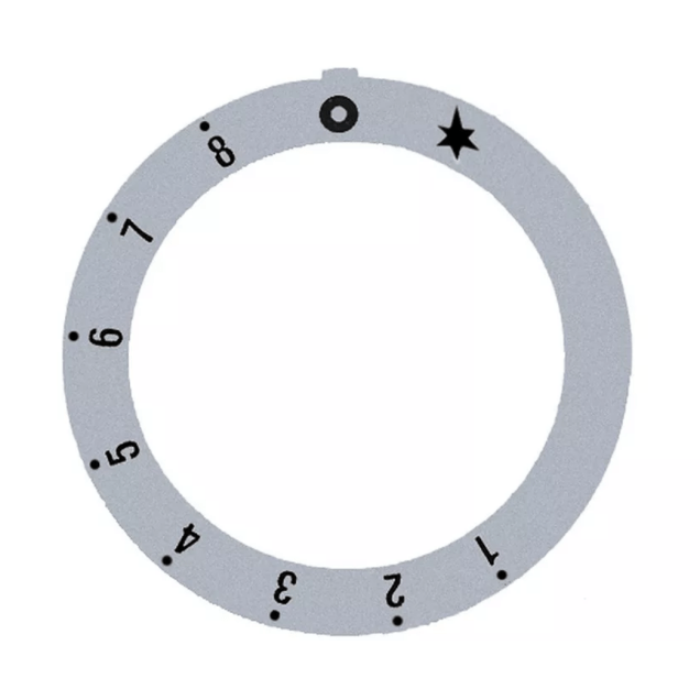Horeca Parts - Tarcza pokrętła termostatu gazowego  1-8 śr. wew. 45,5mm srebrne śr. zew. 59mm