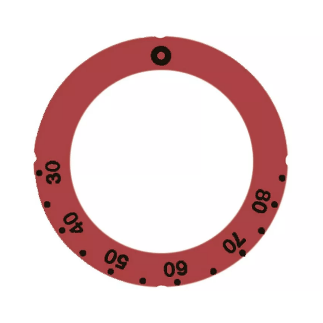 Horeca Parts - Tarcza pokrętła termostatu zakres temp. 30-85°C obrót 270° śr. wew. 45,5mm śr. zew. 63mm czerwona